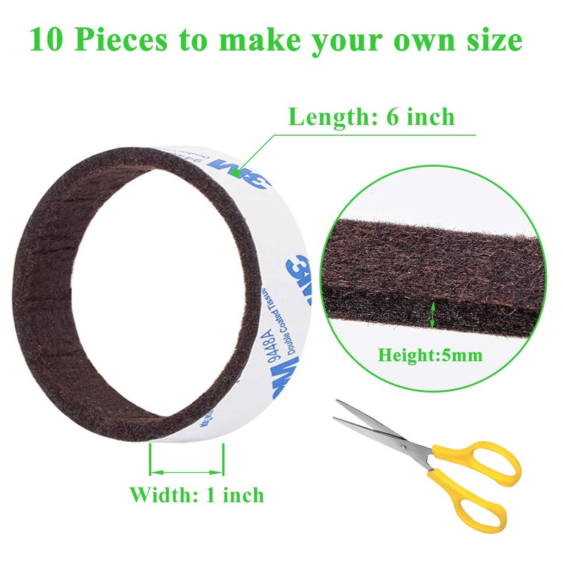 PremiFix Felt Strips 10Pieces Pack 1x 6 Inches Self Adhesive Brown Furniture Felt Strips Anti Scratch Heavy Duty 5mm Thick Floor Protector for Rocking Chair for Hardwood Floor - Image 5